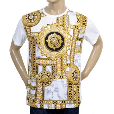 versace shirt with white letters|Versace shirt white and gold.